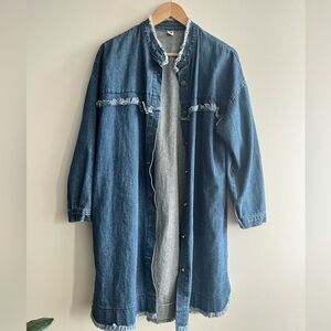Long Denim Jacket Boho Coastal Cowgirl Western Free Size